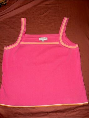 david brooks Bright Pink Tank with Yellow & Cream Trim
